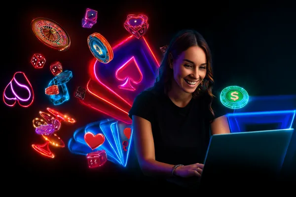 Um jogador usando seu smartphone durante um evento festivo local, representando o cassino totalmente compatível com dispositivos móveis do A73.